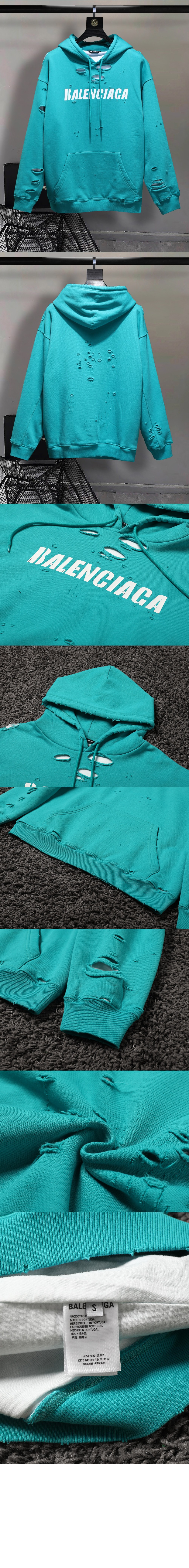 발렌시아가 로고 후드 긴팔