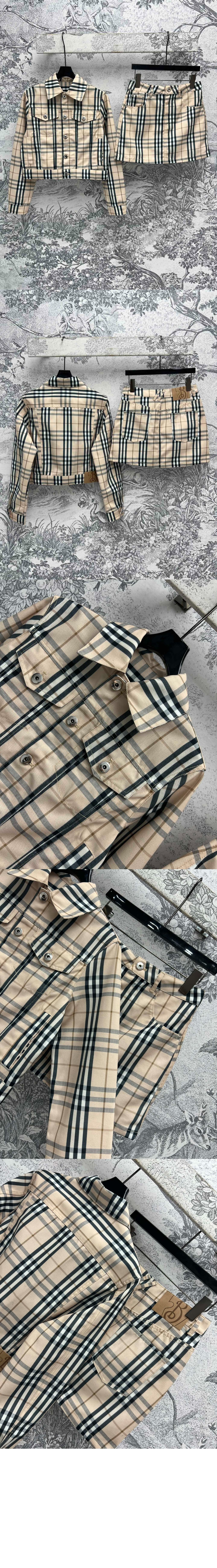 버버리 크롭 체크 데님 재킷