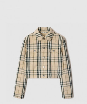 버버리 크롭 체크 데님 재킷