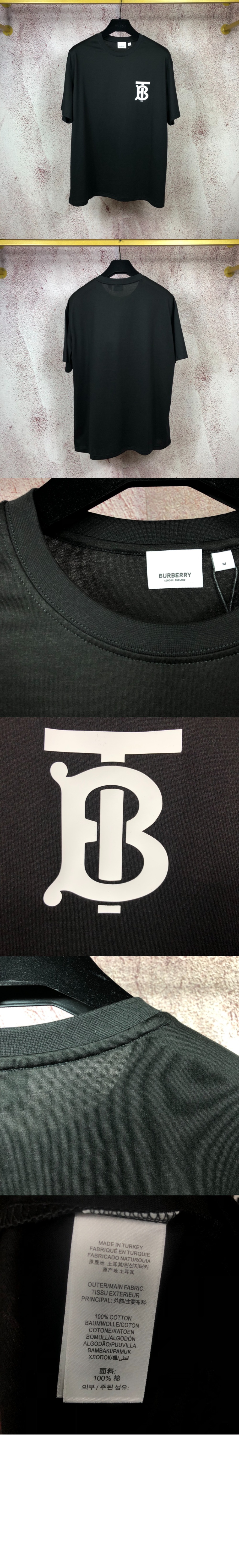 버버리 로고 코튼 티셔츠