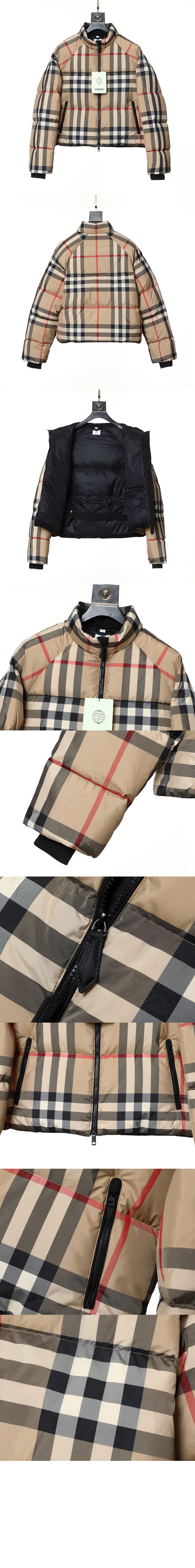 버버리 크롭 체크 퍼퍼 재킷