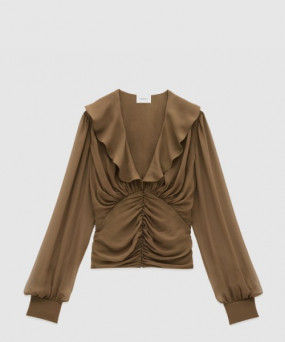 생로랑 실크 크레이프 모슬린 소재의 블라우스