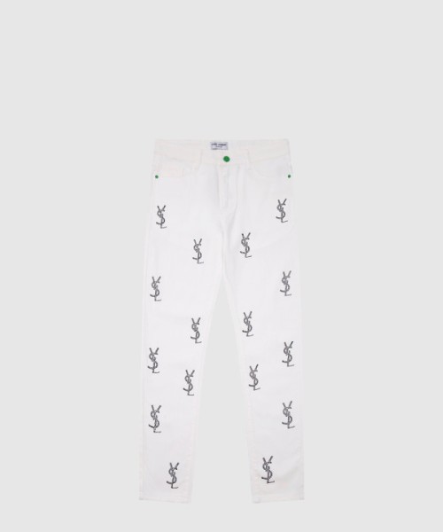 생로랑 로고 캐주얼 바지