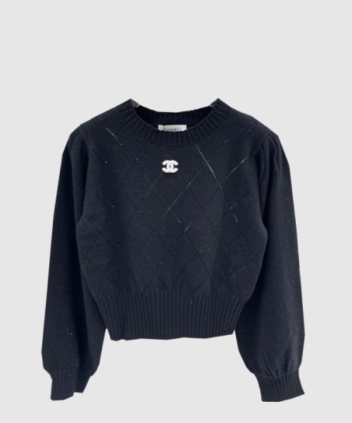 샤넬 프린트 니트 톱