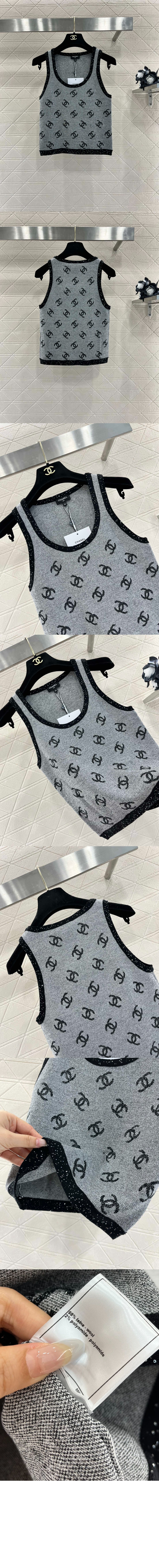 샤넬 프린트 니트 톱