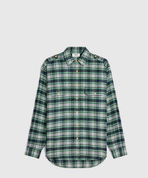 셀린느 체크무늬 플란넬 오버셔츠