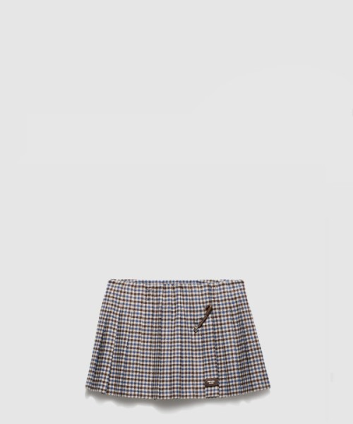 프라다 체크 울 미니스커트