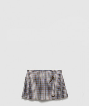 프라다 체크 울 미니스커트