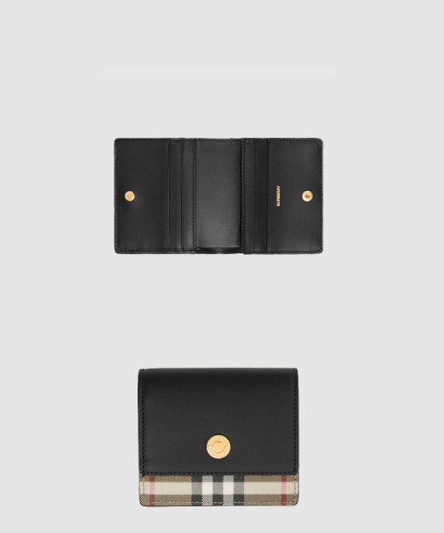 버버리 빈티지 체크 레더 스몰 폴딩 지갑 80622861