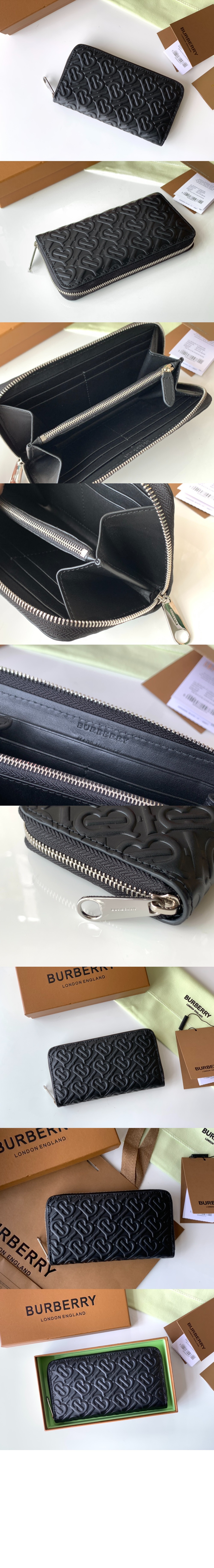 버버리 송아지 가죽 엠보 지퍼 지갑 80176521