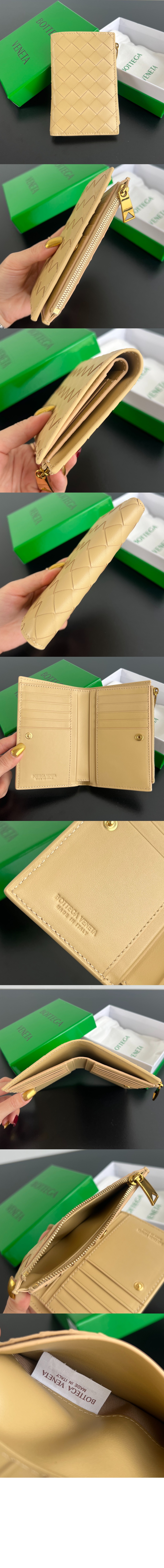 보테가베네타 인트레치아토 미디엄 지퍼 지퍼 바이폴드 지갑 749940