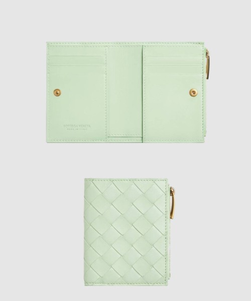 보테가베네타 스몰 인트레치아토 폴더형 지퍼 지갑 742330