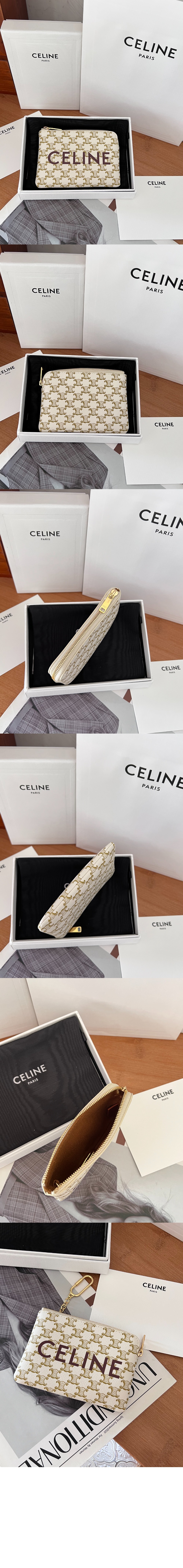 셀린느 동전 지갑 프린트 트리옹프 캔버스 10C662