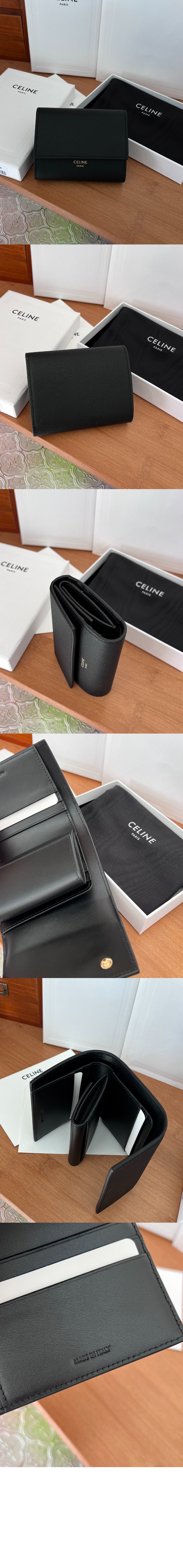 셀린느 스몰 3단 지갑 - 그레인 카프스킨 10D573