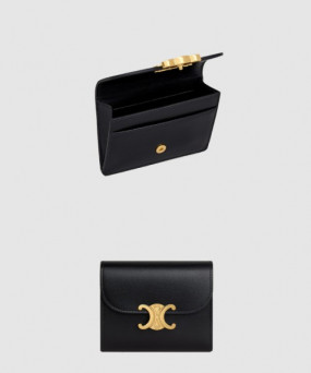 셀린느 트리옹프 플랩 카드 지갑 샤이니 10I583